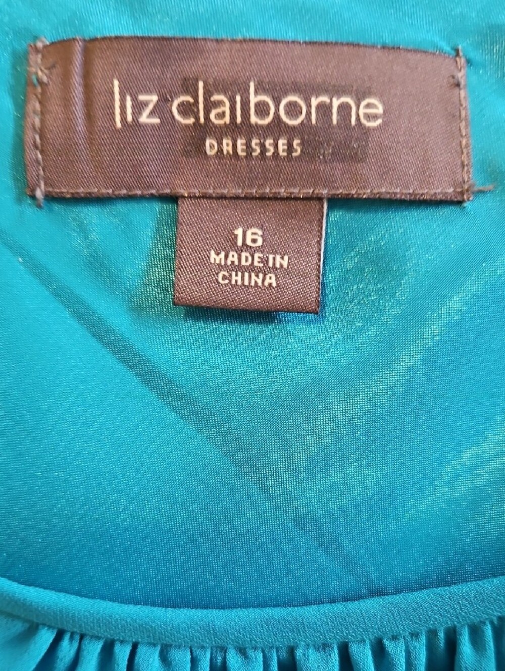 NWT Liz Claiborne Teal Sleeveless Midi Dress with Drop Waist - Picture 4 of 6